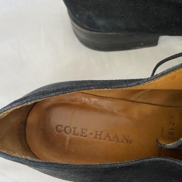 Cole Haan Shoes Mens 11 B Black Suede Derby Lace Up Dress F2183 Made in Brazil - Picture 11 of 13